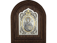 Серебряная икона «Георгий Победоносец» в округлом окладе